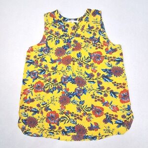 Violet +‎ Claire Tank Top Womens Large Yellow Floral Sleeveless V-Neck Blouse